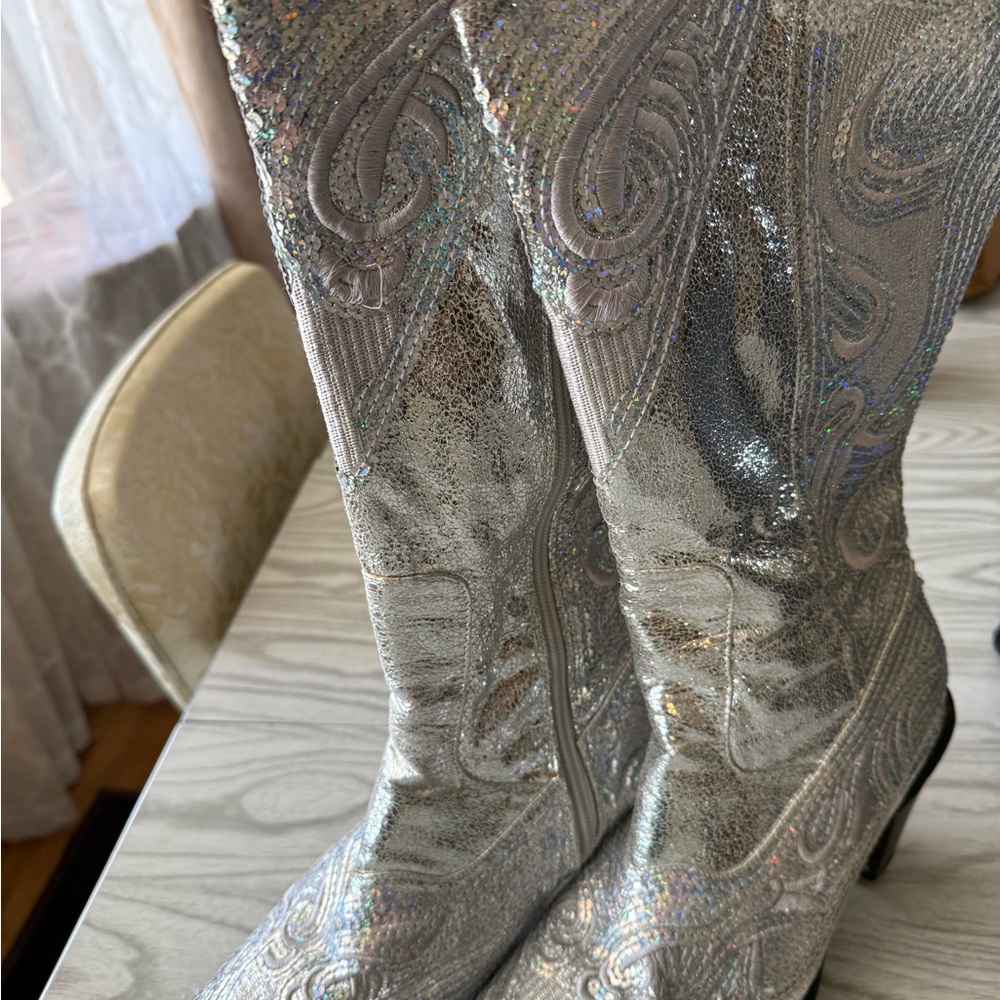 Silver Sequin Women's Boots